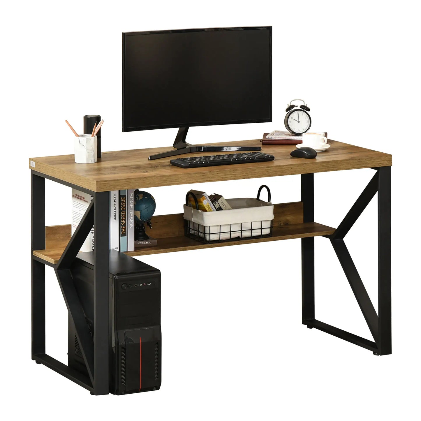 Computer Desk Workstation with Storage Shelf