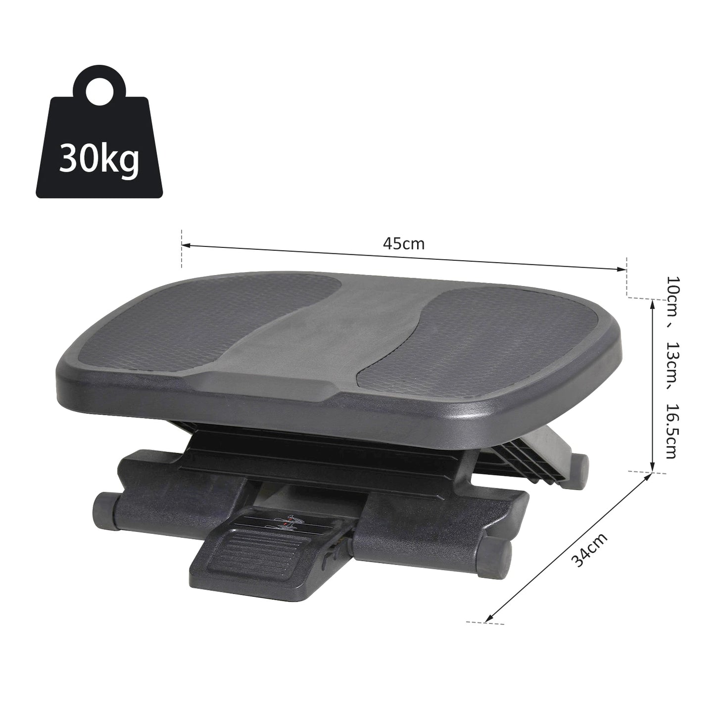 Adjustable Height & Angle Footrest for Better Posture at Office Black