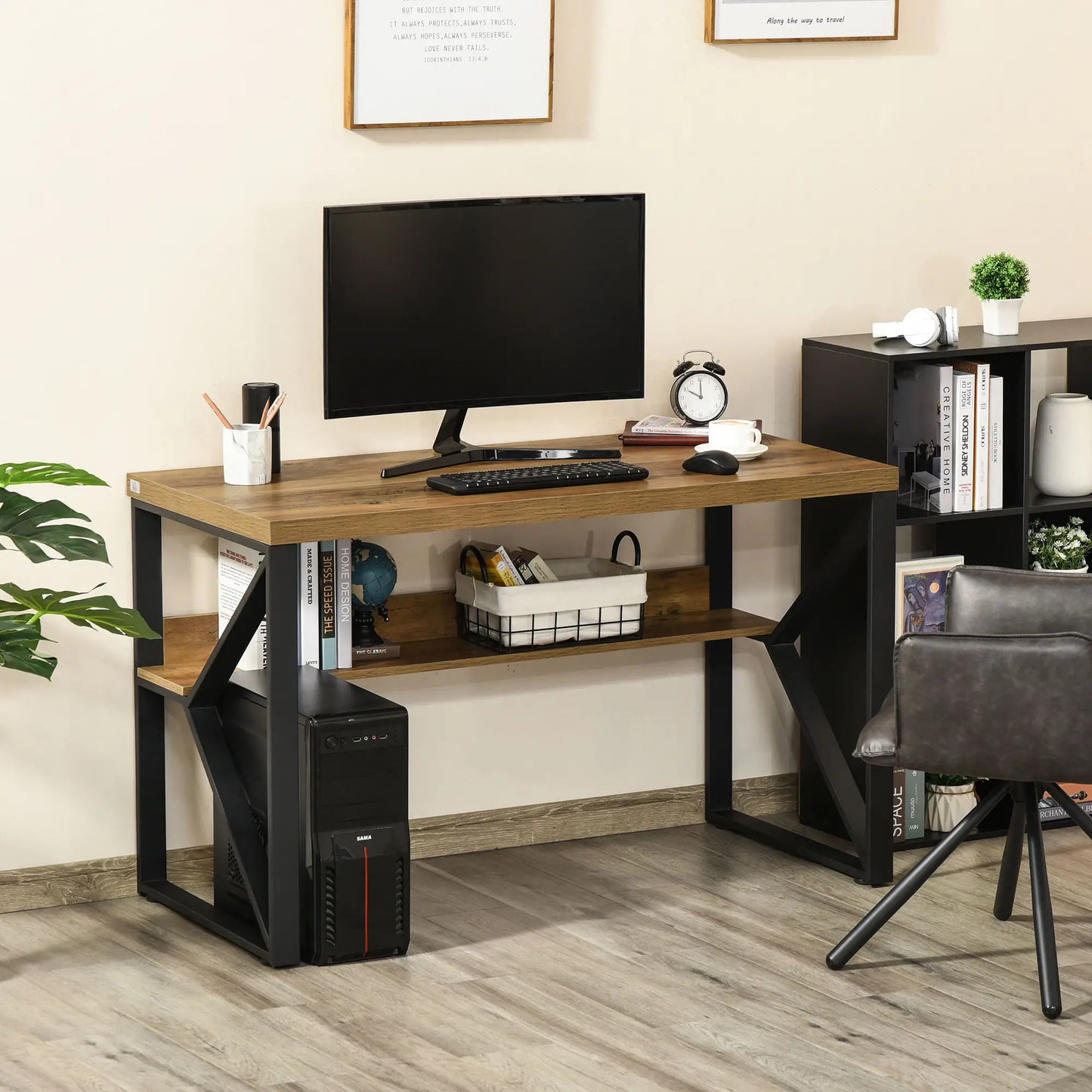 Computer Desk Workstation with Storage Shelf