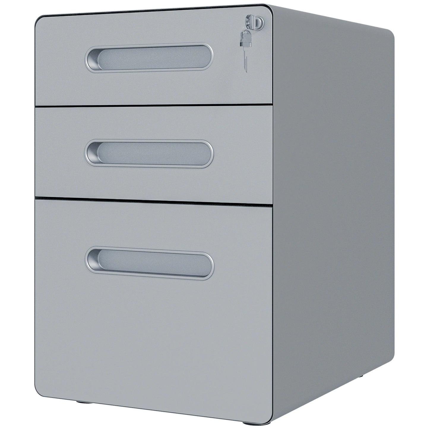 Vinsetto 3 Drawer Rolling Lockable Cabinet, Grey