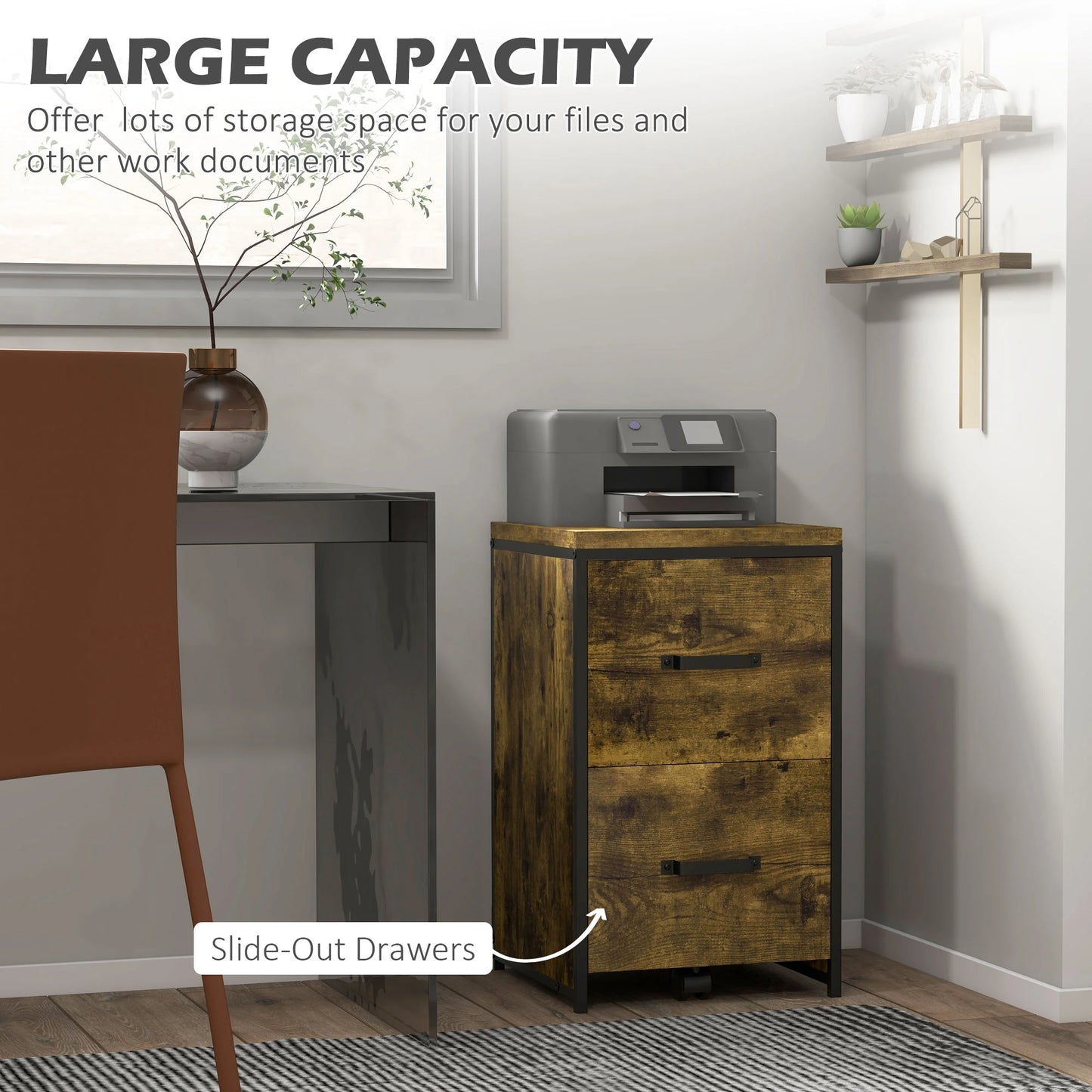 Vinsetto 2-Drawer Industrial Style Rustic Filing Cabinet