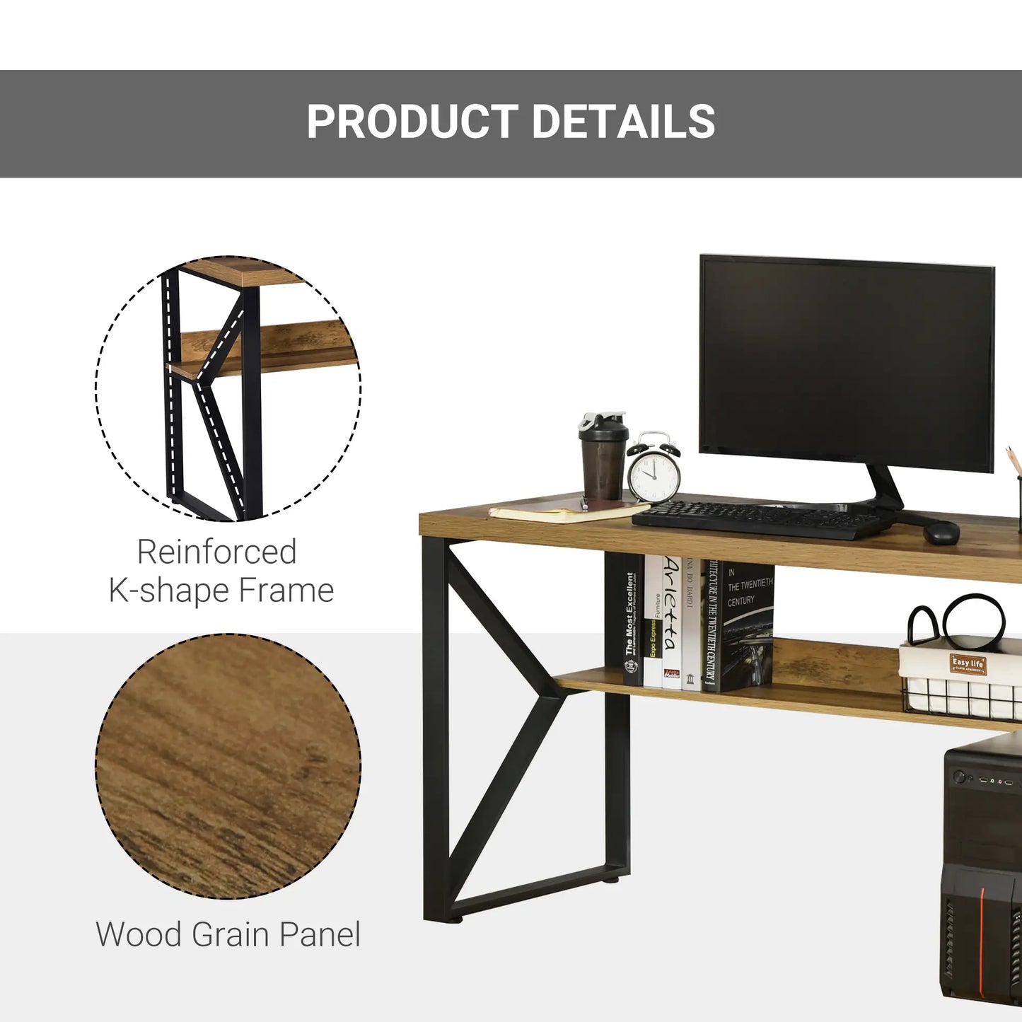 Computer Desk Workstation with Storage Shelf