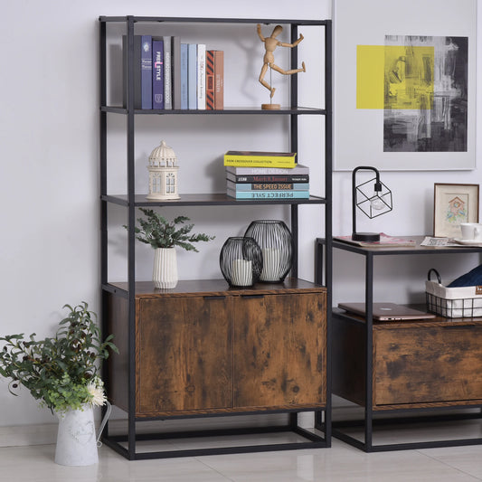 Industrial Style Freestanding Storage Cabinet in Rustic Brown