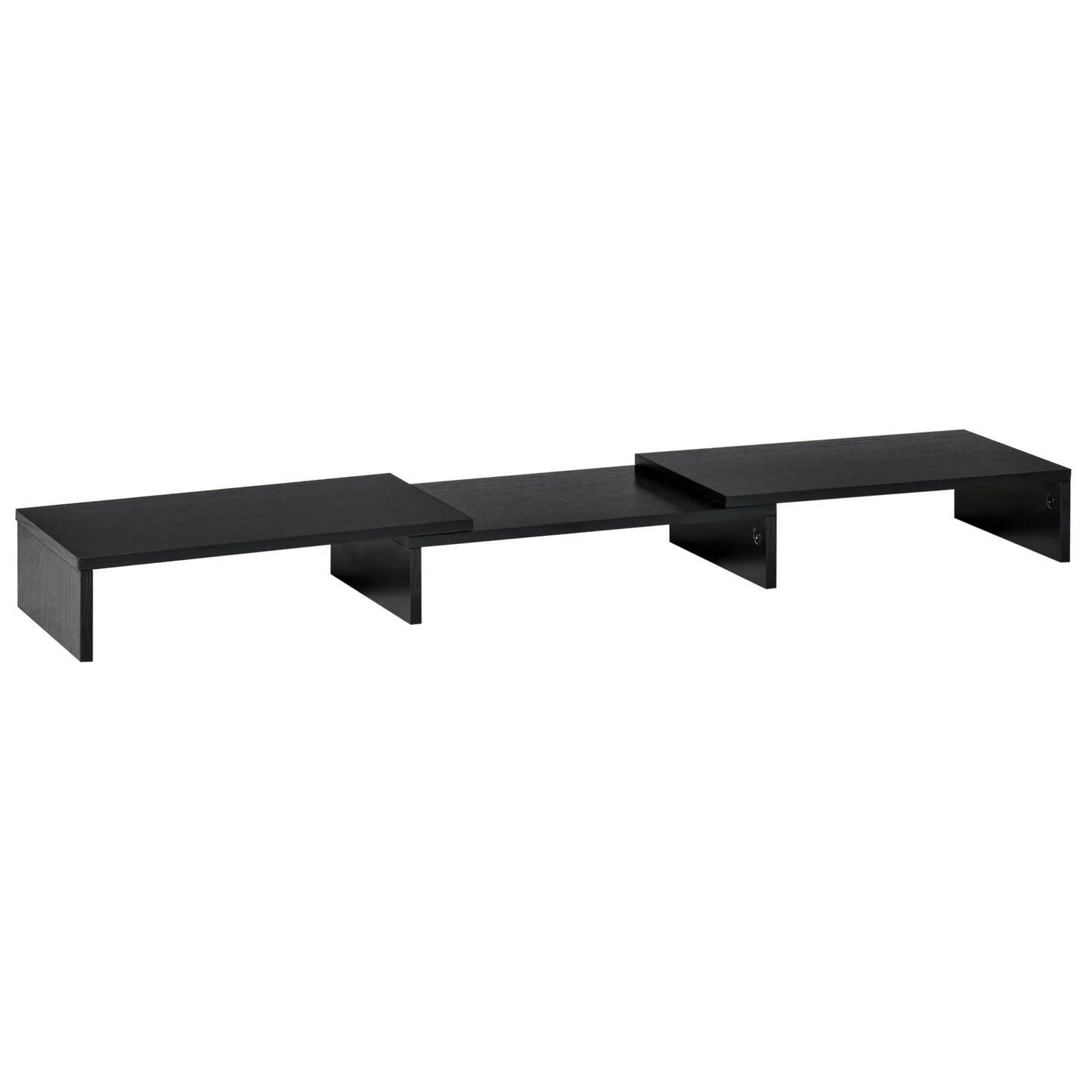 Dual Monitor Stand Riser with Adjustable Length and Angle in Black