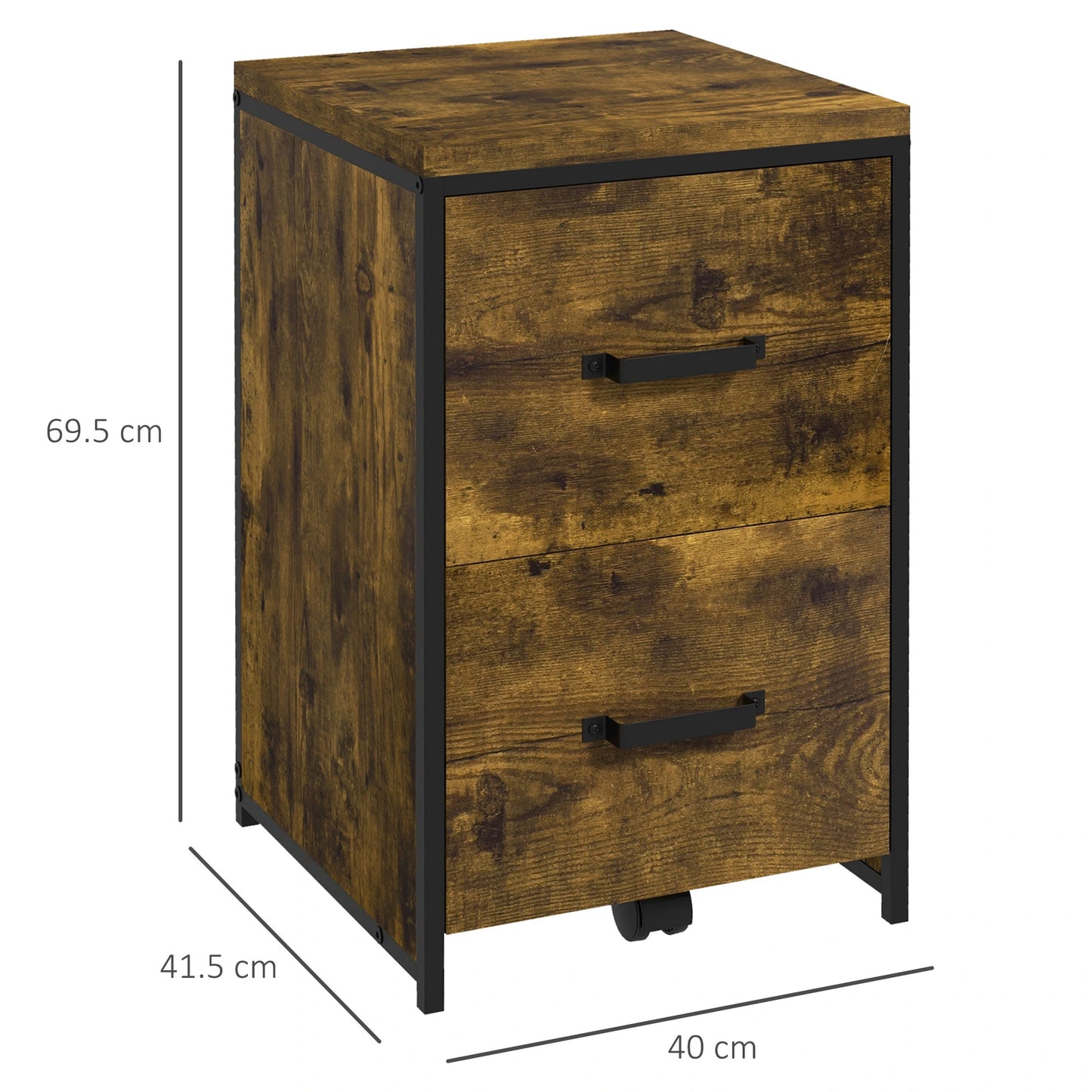 Vinsetto 2-Drawer Industrial Style Rustic Filing Cabinet