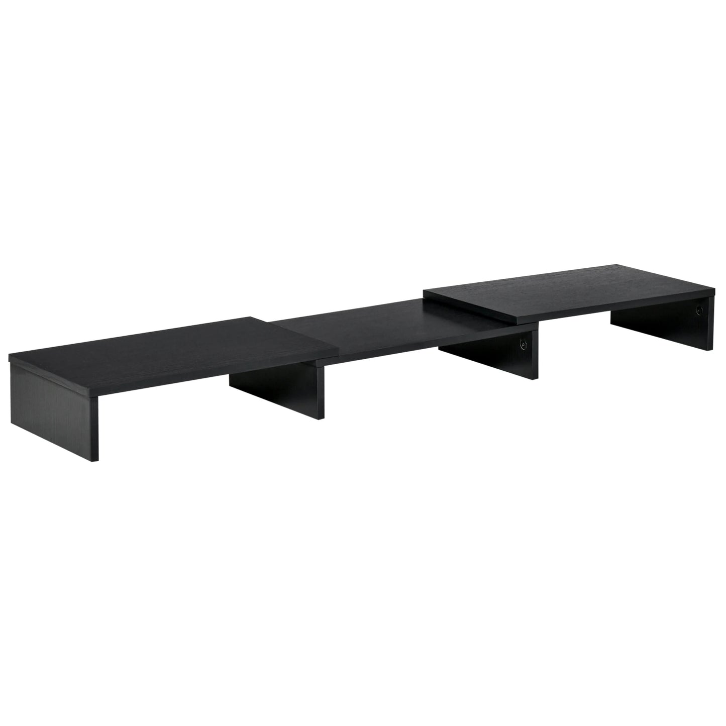 Dual Monitor Stand Riser with Adjustable Length and Angle in Black