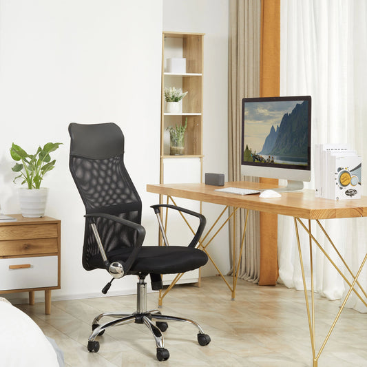 Ergonomic Mesh Office Chair with Adjustable Height and Tilt Function in Black