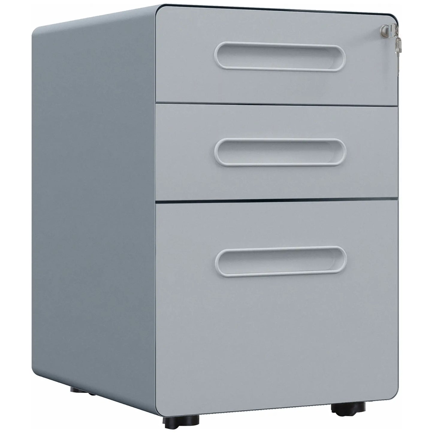 Vinsetto 3 Drawer Rolling Lockable Cabinet, Grey